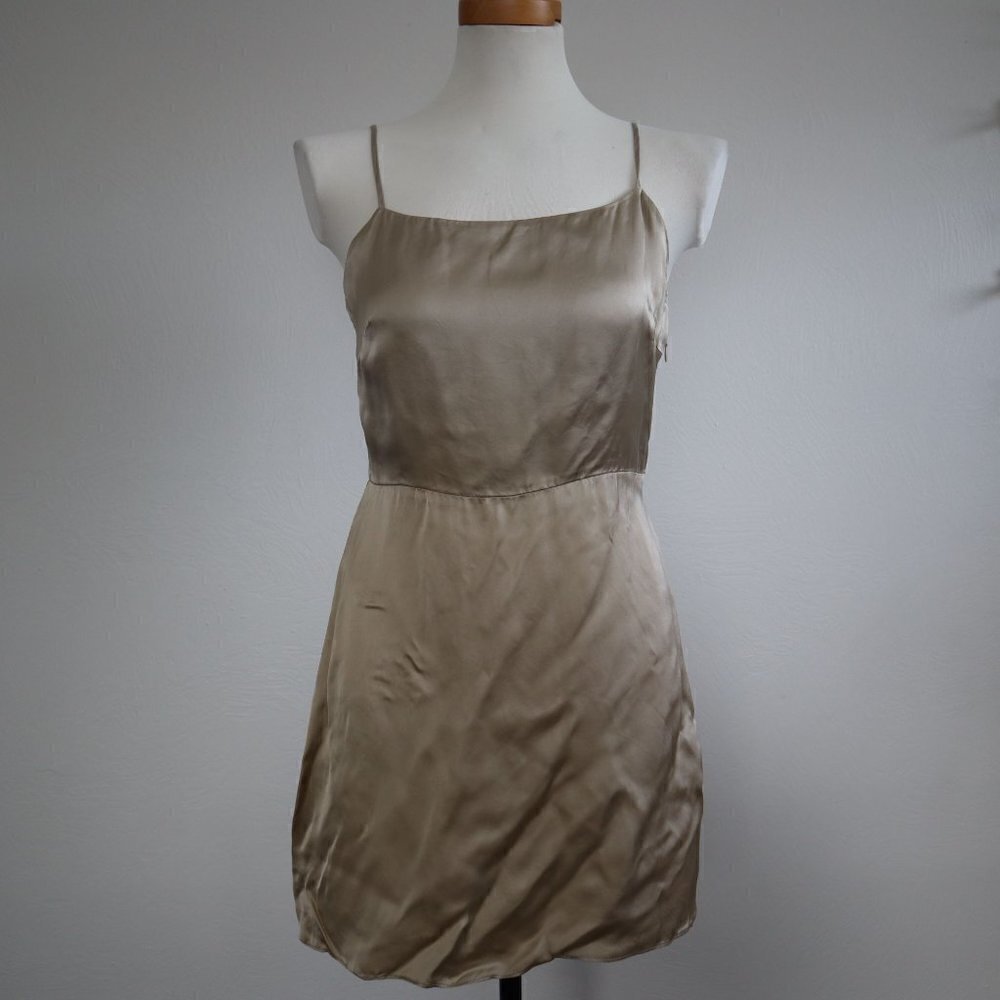 Wilfred Champagne Mini Satin Slip Dress Size Small